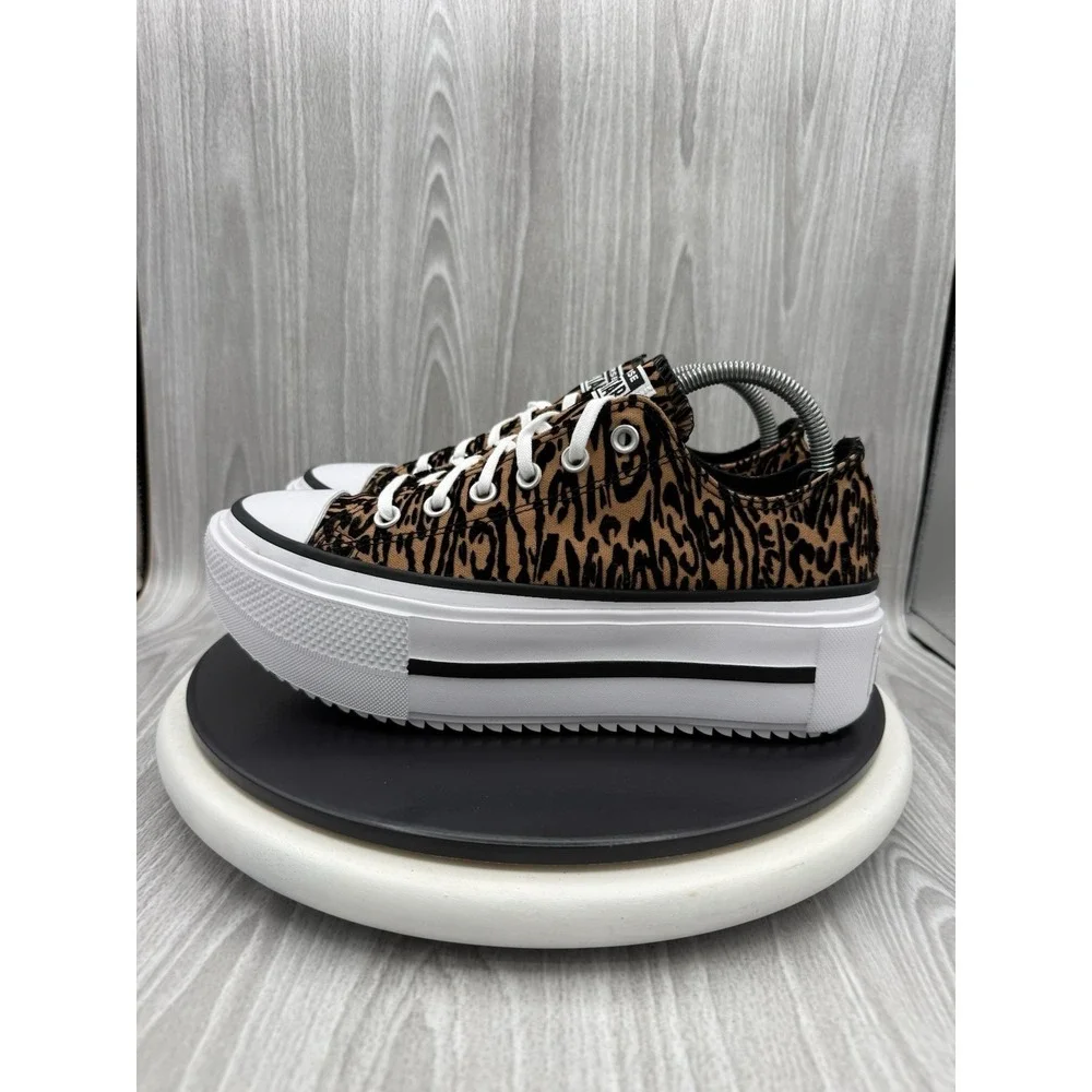 Converse Double Stack Womens Sz 9.5 Platform Leopard‎ Chuck Taylor All Star Lift
